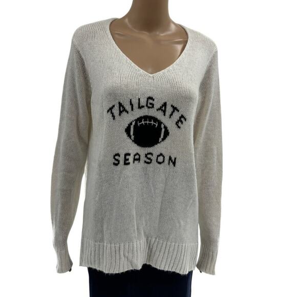 Wooden Ships Snow White Tailgate Season Football Sweater S/M - Picture 4 of 10